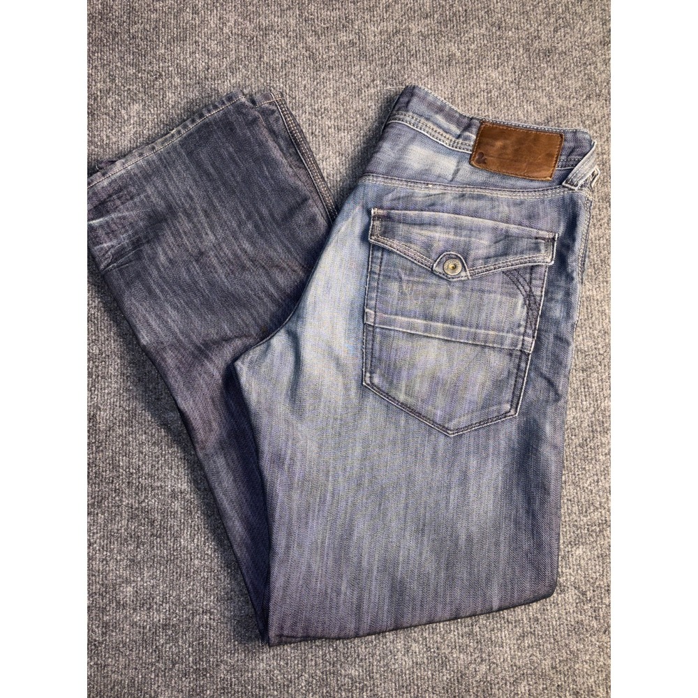 H&M Bragg Straight Jeans‎ Mens 34x32 Blue Denim Faded Grunge Relaxed Streetwear
